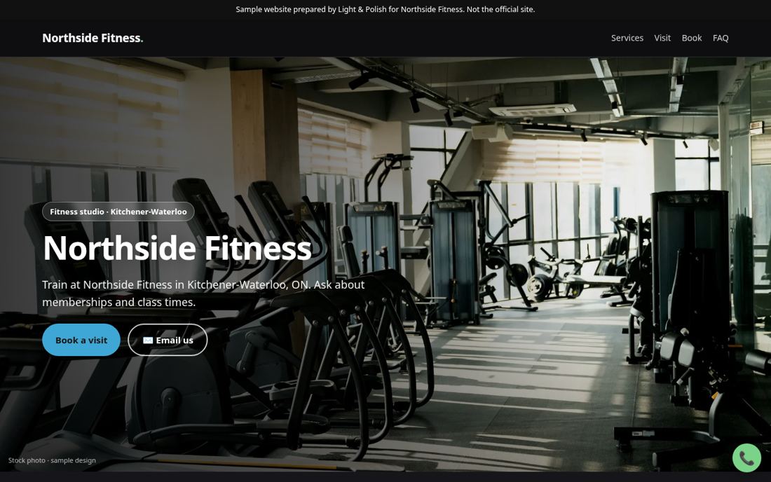 Demo homepage for a fitness studio